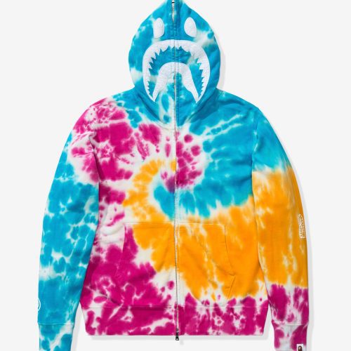 apparel outerwear bape tie dye shark wide full zip hoodie 1F30 115 019.view 2